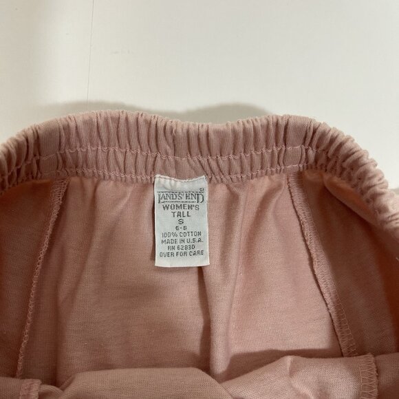 Vtg LAND'S END Maxi Skirt 100% Cotton Knit Elastic Waist Pockets Pink Sz ST USA - Picture 4 of 9